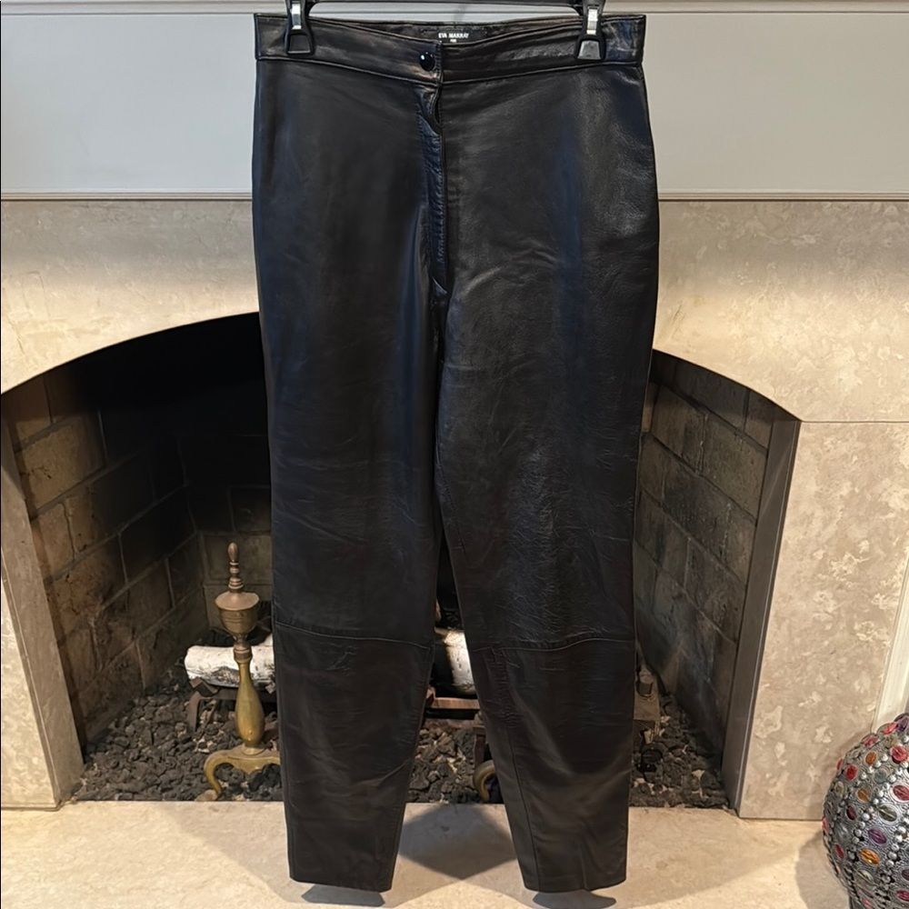 Fashion Impact Eva Makray Women’s Black Leather Pants size 12